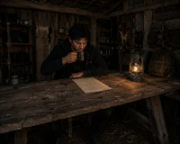 a man sitting at a table with a cup of coffee