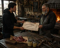 a man holding a piece of meat
